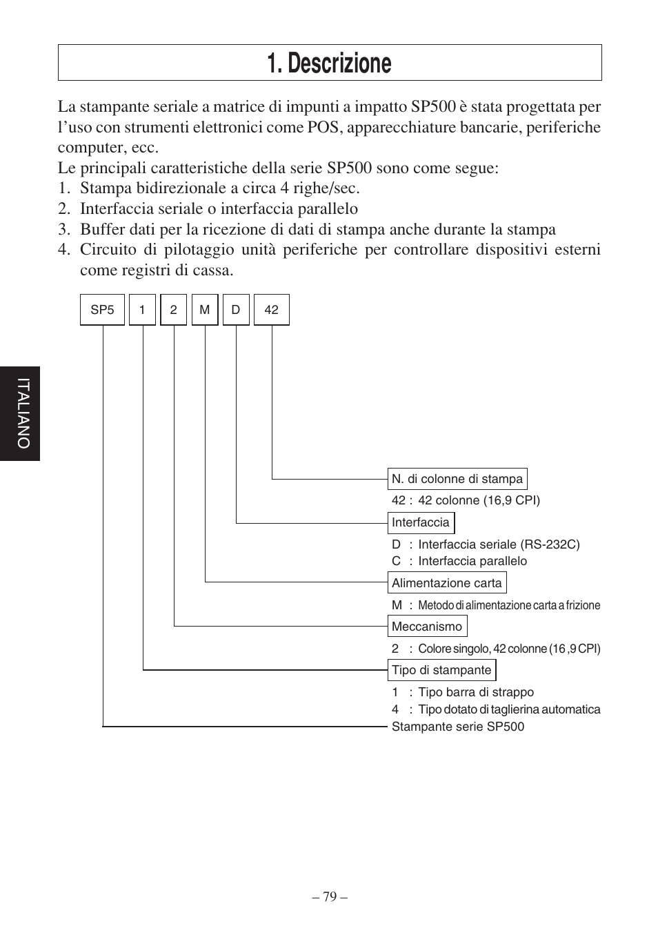 Descrizione | Rice Lake Star SP700 User Manual | Page 82 / 124