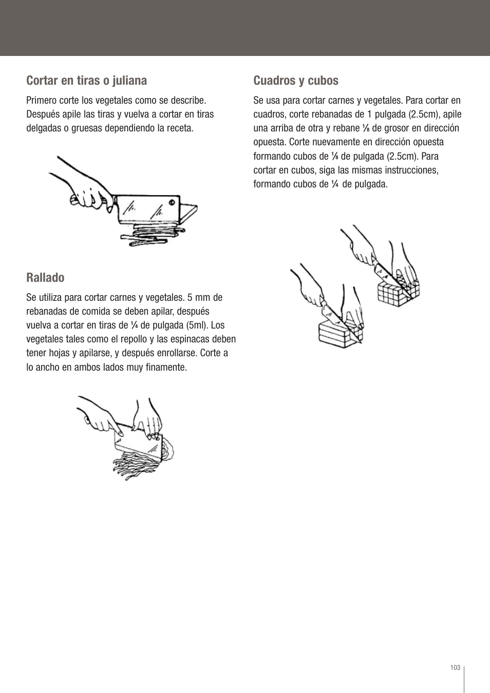 Cortar en tiras o juliana, Rallado, Cuadros y cubos | Breville EW30XL User Manual | Page 104 / 122