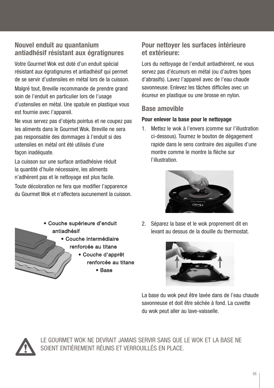 Base amovible | Breville EW30XL User Manual | Page 56 / 122