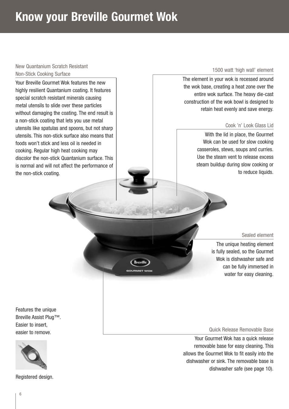 Know your breville gourmet wok | Breville EW30XL User Manual | Page 7 / 122