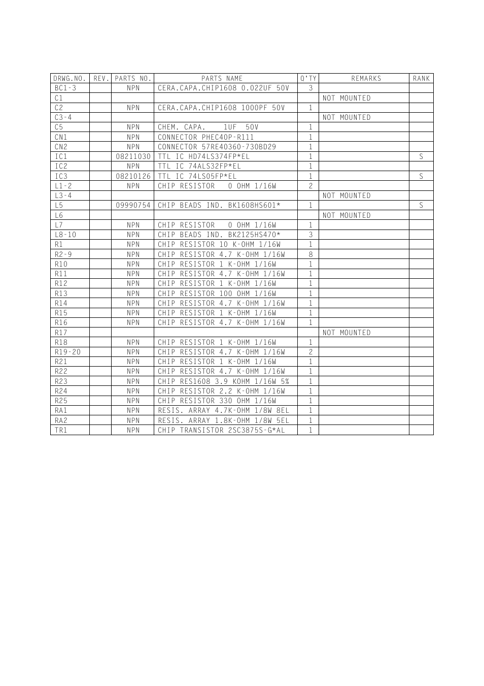 10-2. parts list | Rice Lake Star TSP-700 - Technical Manual User Manual | Page 42 / 43