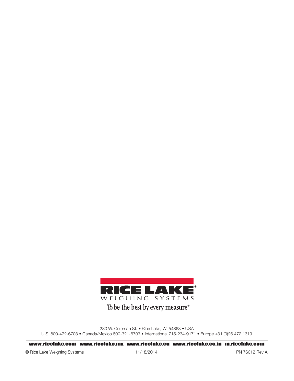 Rice Lake Summit 3000 Low-Profile Package User Manual | Page 20 / 20