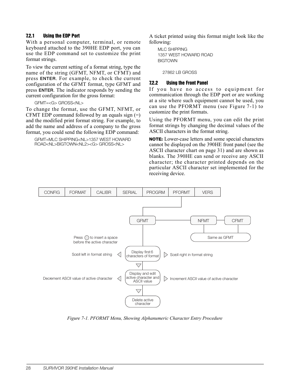 1 using the edp port, 2 using the front panel | Rice Lake Survivor 390HE Hostile Environment Digital Indicator User Manual | Page 32 / 44