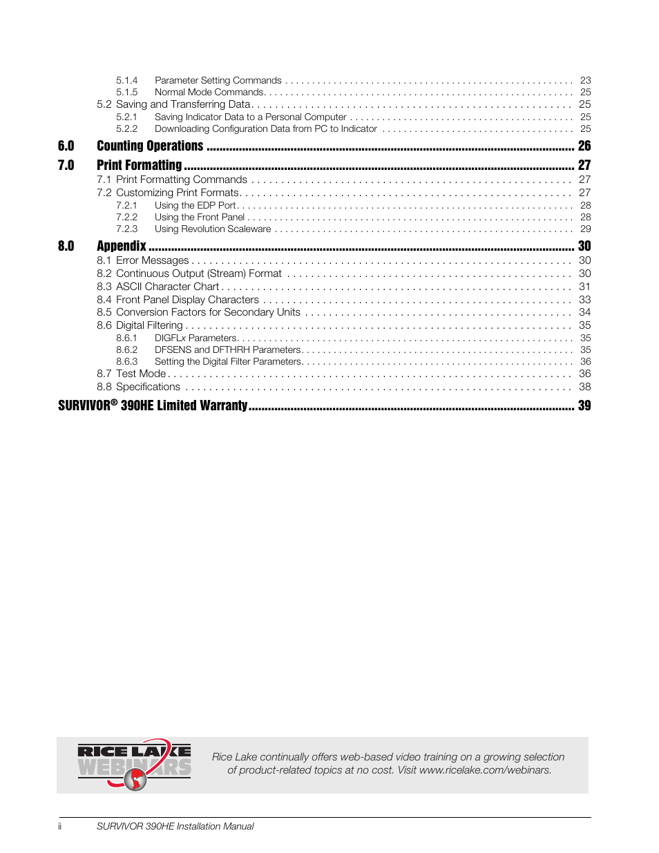 Rice Lake Survivor 390HE Hostile Environment Digital Indicator User Manual | Page 4 / 44
