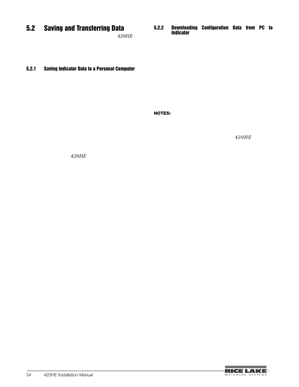 2 saving and transferring data, 1 saving indicator data to a personal computer, Saving indicator data to a personal computer | Rice Lake SURVIVOR 420HE Hostile Environment - Installation Manual User Manual | Page 38 / 56