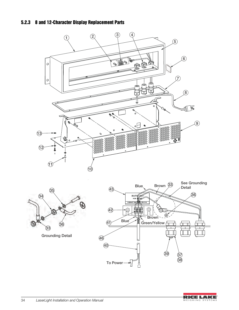 3 8 and 12-character display replacement parts, 8 and 12-character display replacement parts | Rice Lake SURVIVOR LaserLight Series Stop/Go Remote Displays - Installation & Operation Manual User Manual | Page 38 / 48