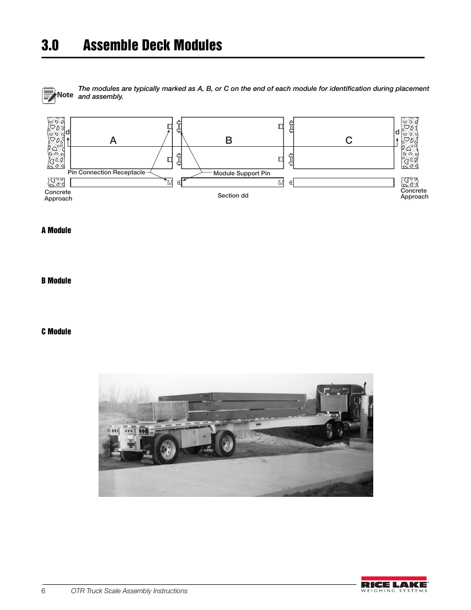 0 assemble deck modules, Assemble deck modules, Ba c | Rice Lake SURVIVOR OTR Steel Deck User Manual | Page 10 / 38