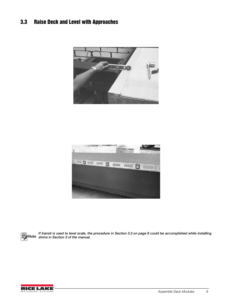 3 raise deck and level with approaches | Rice Lake SURVIVOR OTR Steel Deck User Manual | Page 13 / 38