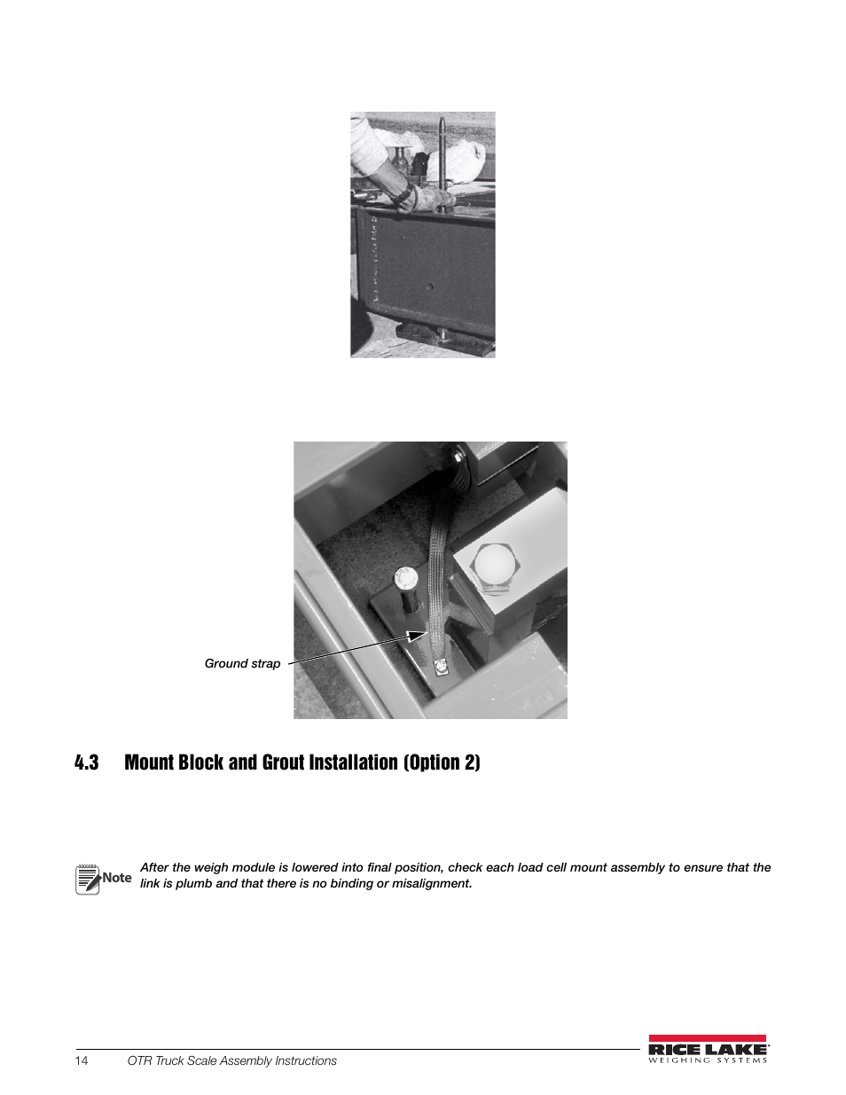 3 mount block and grout installation (option 2) | Rice Lake SURVIVOR OTR Steel Deck User Manual | Page 18 / 38