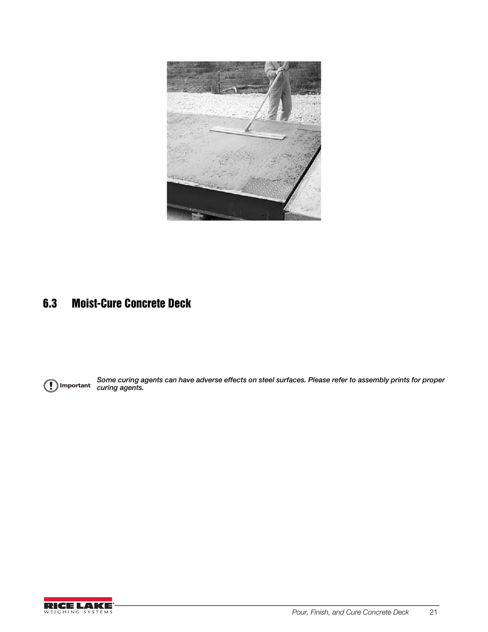 3 moist-cure concrete deck | Rice Lake SURVIVOR OTR Steel Deck User Manual | Page 25 / 38