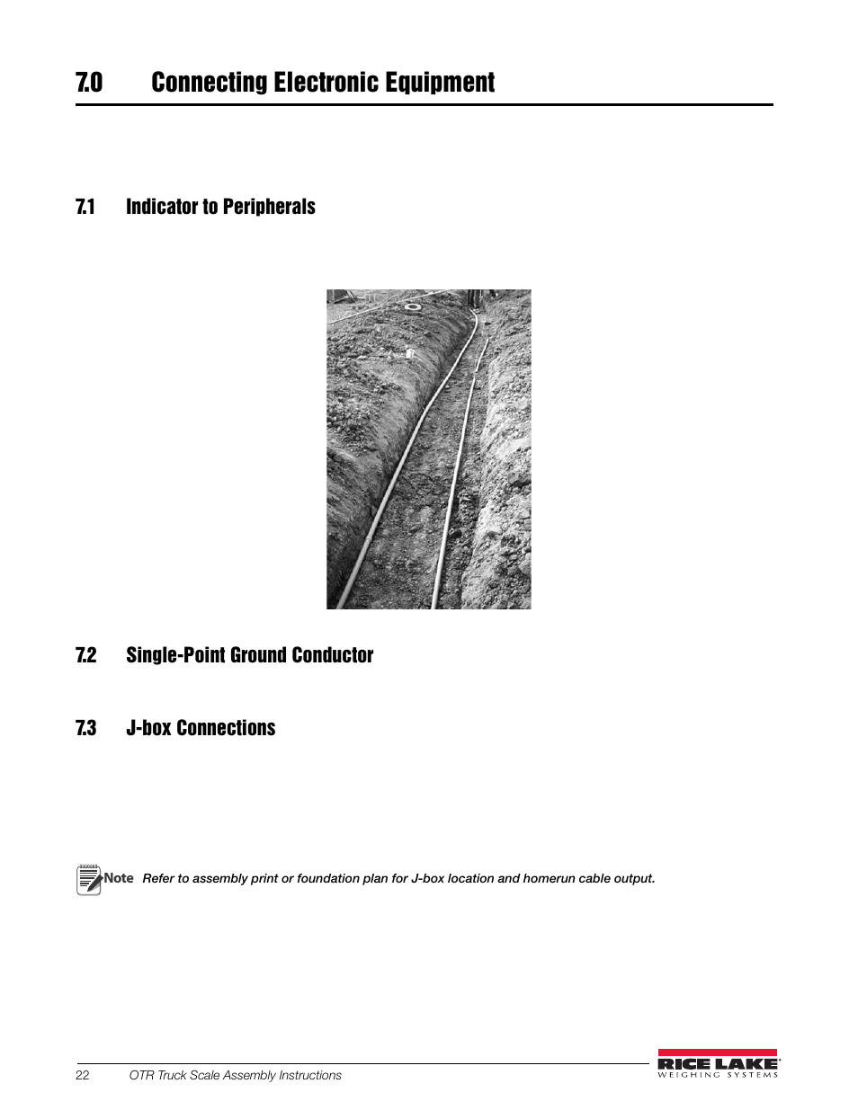 0 connecting electronic equipment, 1 indicator to peripherals, 2 single-point ground conductor | 3 j-box connections, Connecting electronic equipment | Rice Lake SURVIVOR OTR Steel Deck User Manual | Page 26 / 38