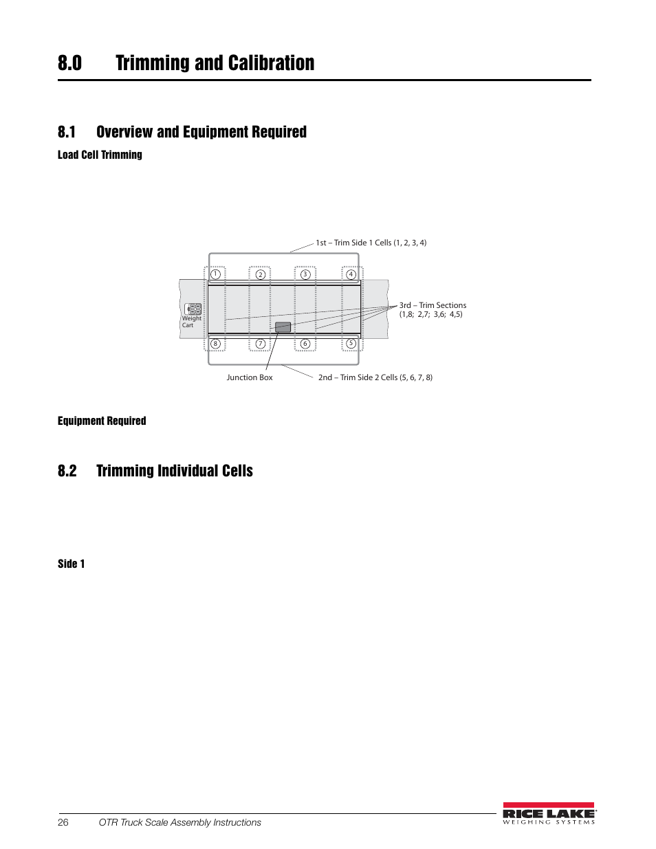 0 trimming and calibration, 1 overview and equipment required, 2 trimming individual cells | Trimming and calibration | Rice Lake SURVIVOR OTR Steel Deck User Manual | Page 30 / 38