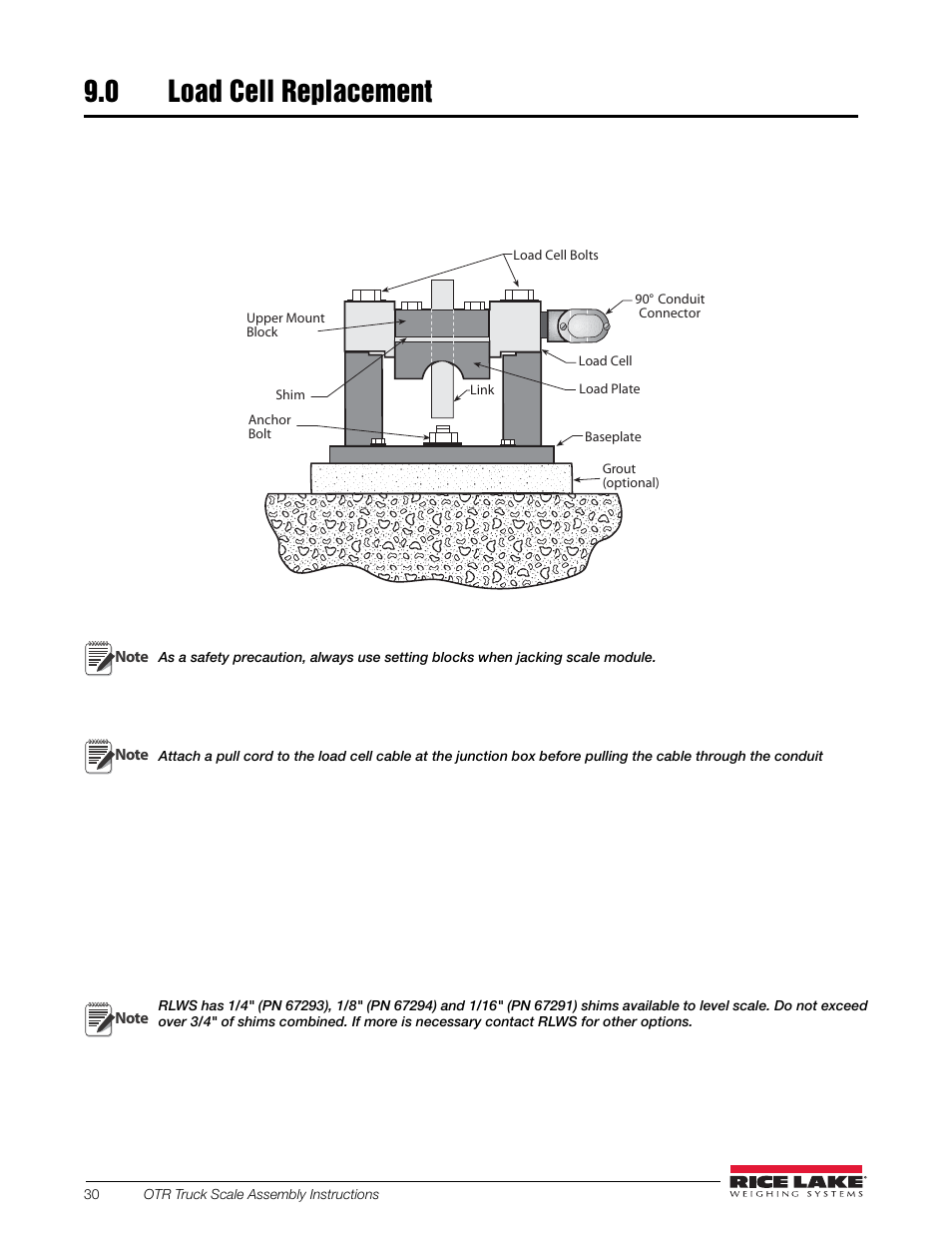 0 load cell replacement, Load cell replacement | Rice Lake SURVIVOR OTR Steel Deck User Manual | Page 34 / 38