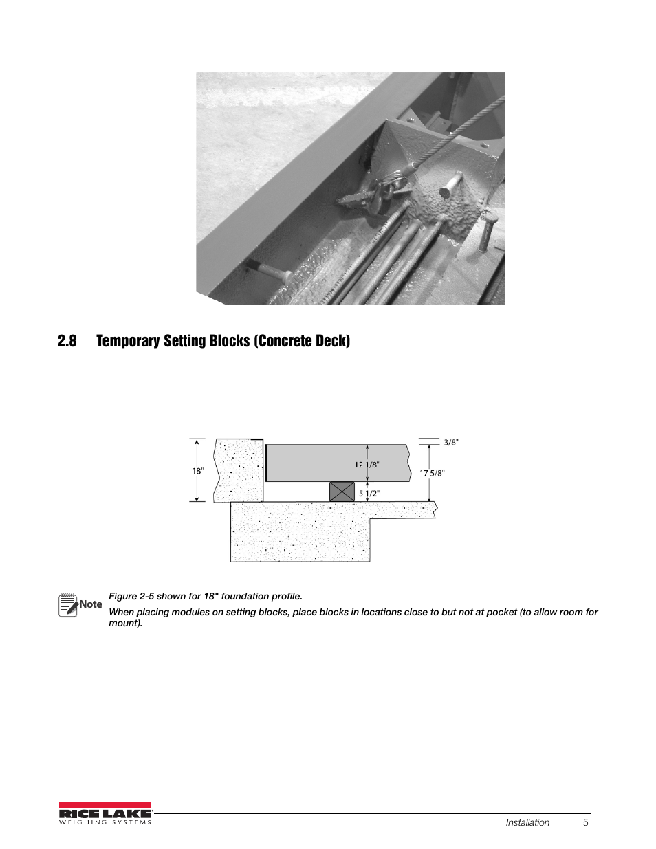 8 temporary setting blocks (concrete deck) | Rice Lake SURVIVOR OTR Steel Deck User Manual | Page 9 / 38