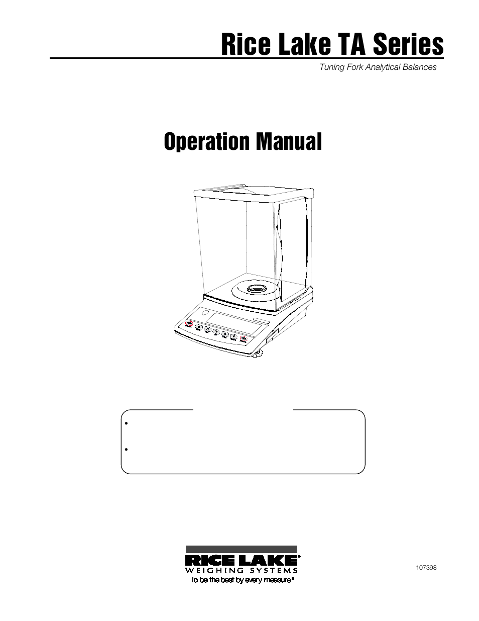 Rice Lake TA Series, Rice Lake Weighing Systems User Manual | 88 pages