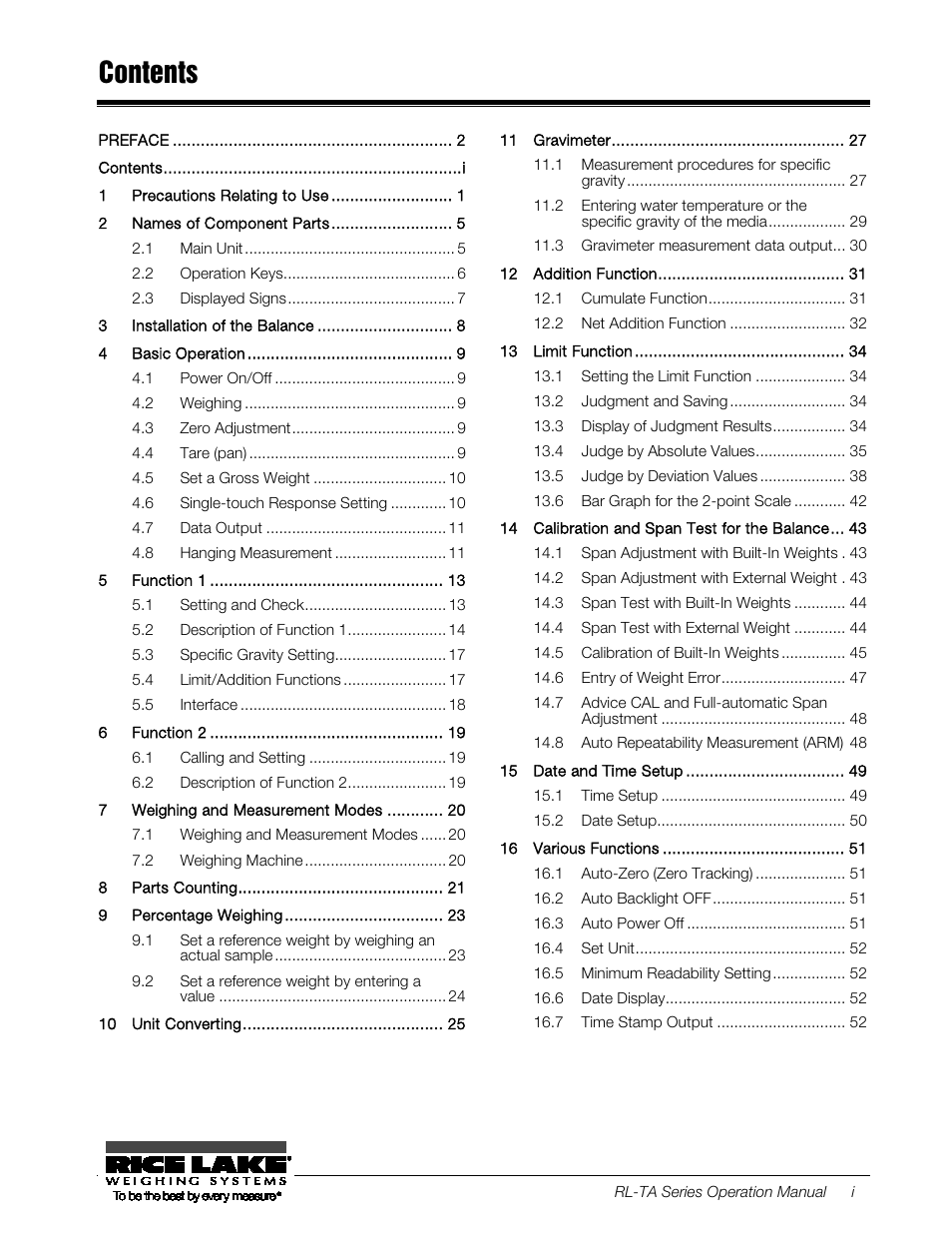 Rice Lake TA Series, Rice Lake Weighing Systems User Manual | Page 3 / 88