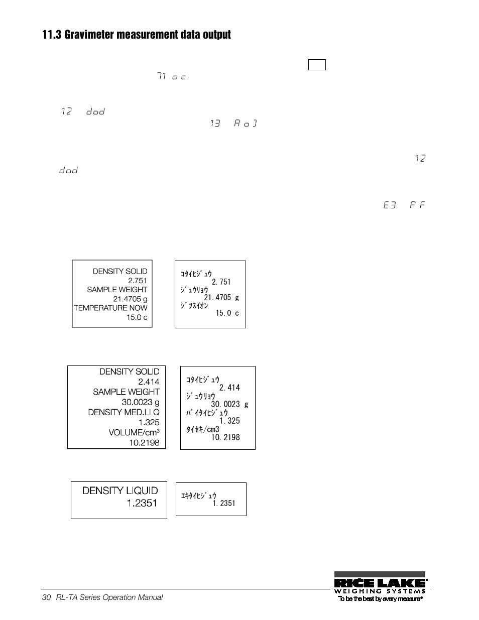 3 gravimeter measurement data output, Gravimeter measurement data output | Rice Lake TA Series, Rice Lake Weighing Systems User Manual | Page 34 / 88