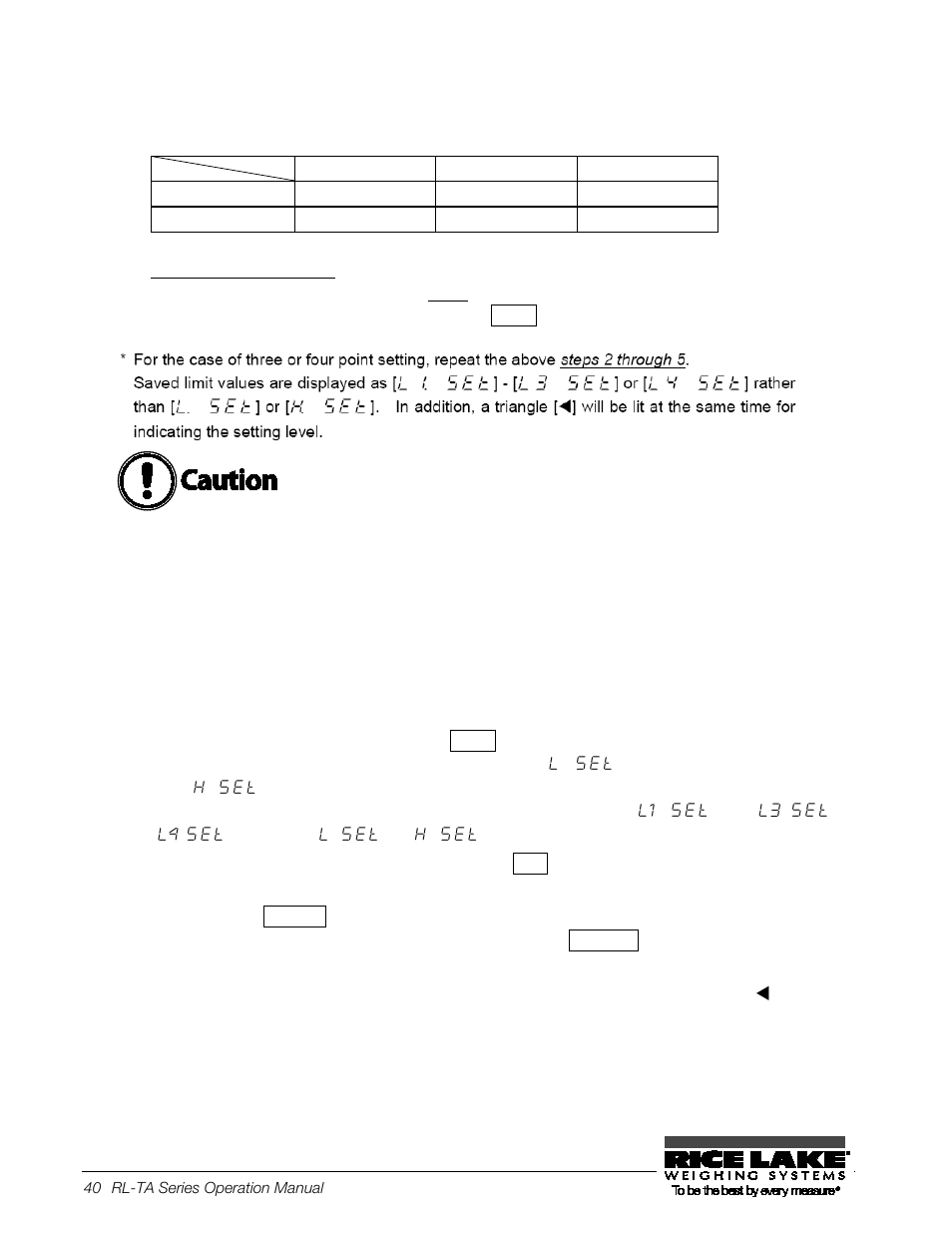Enter an upper limit value | Rice Lake TA Series, Rice Lake Weighing Systems User Manual | Page 44 / 88
