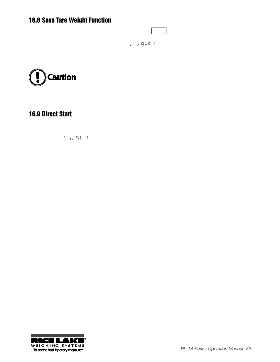 8 save tare weight function, 9 direct start, Save tare weight function | Direct start | Rice Lake TA Series, Rice Lake Weighing Systems User Manual | Page 57 / 88