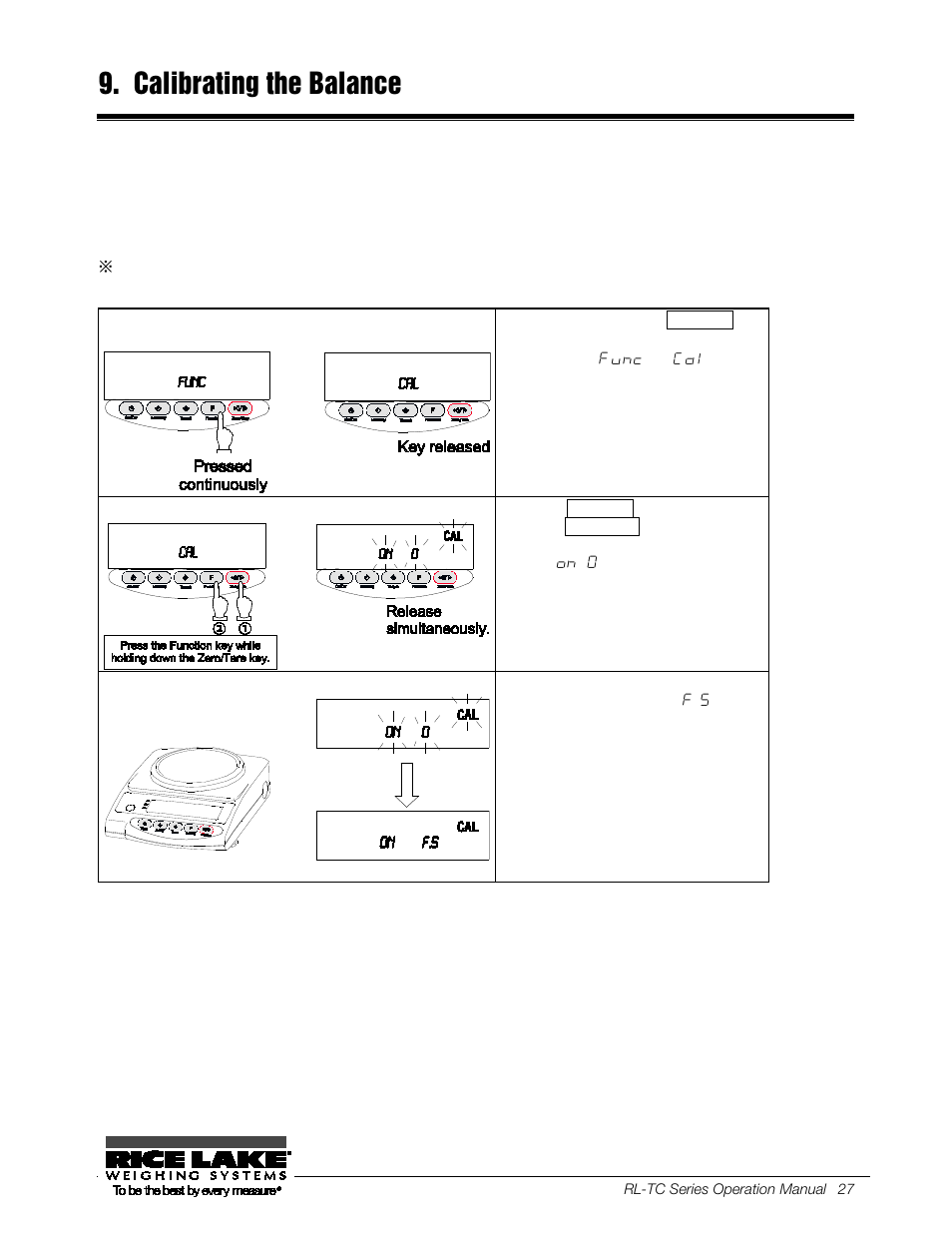 Calibrating the balance | Rice Lake TC Series, Rice Lake Weighing Systems - Operation Manual User Manual | Page 32 / 42