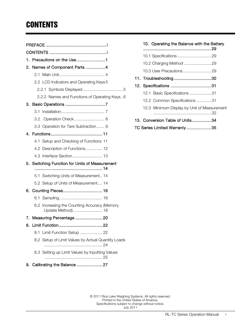 Rice Lake TC Series, Rice Lake Weighing Systems - Operation Manual User Manual | Page 4 / 42