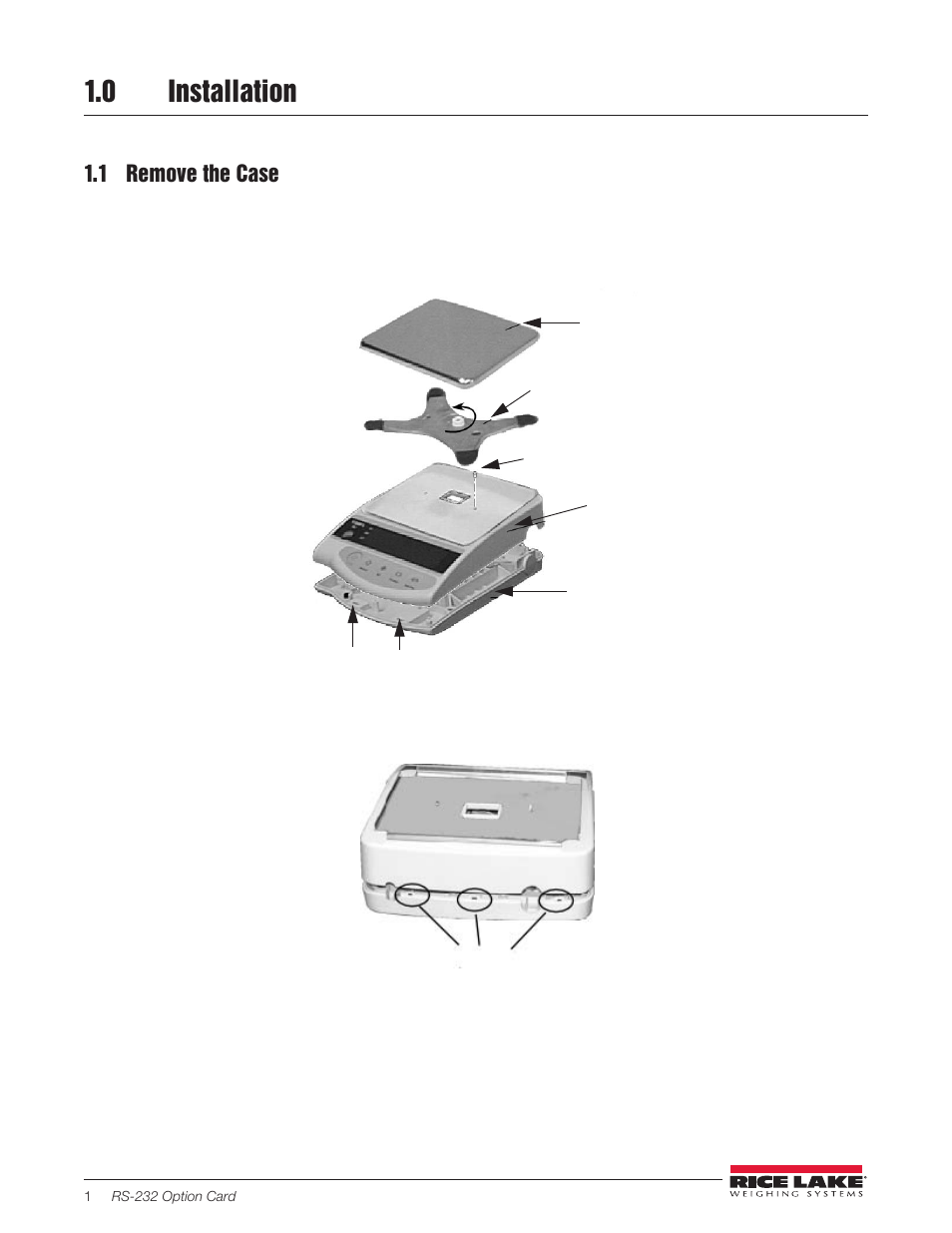 0 installation, 1 remove the case | Rice Lake TC Series, Rice Lake Weighing Systems - RS-232 Option Card Installation Manual User Manual | Page 5 / 15