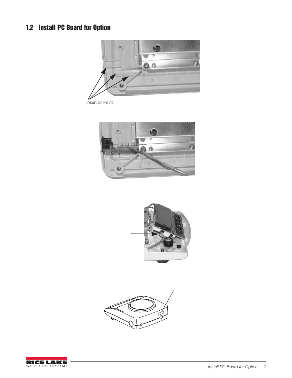 2 install pc board for option | Rice Lake TC Series, Rice Lake Weighing Systems - RS-232 Option Card Installation Manual User Manual | Page 6 / 15