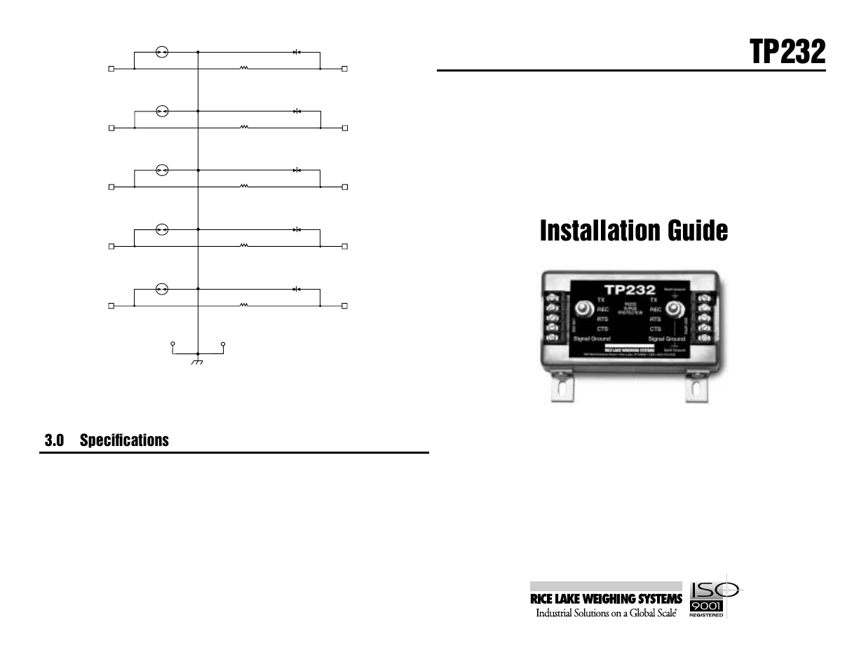 Rice Lake TP-232 RS-232 High Energy Serial Surge Protector User Manual | 2 pages