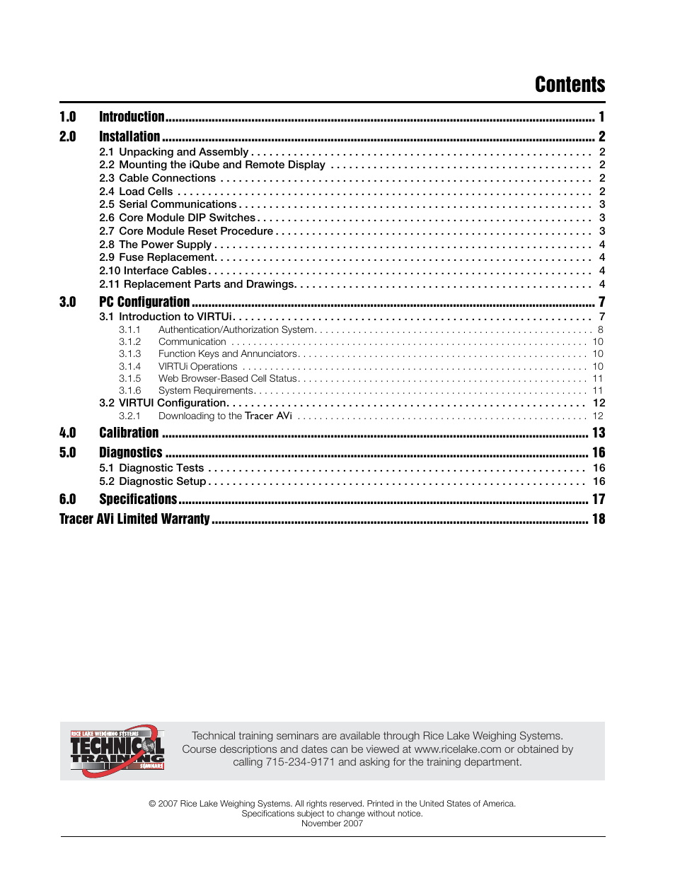 Rice Lake Tracer AVi - v1.0 User Manual | Page 3 / 22