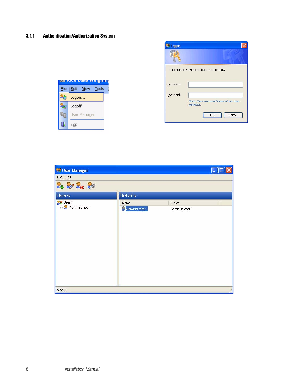 1 authentication/authorization system, Authentication/authorization system | Rice Lake Tracer AVi - v2.0 User Manual | Page 12 / 22