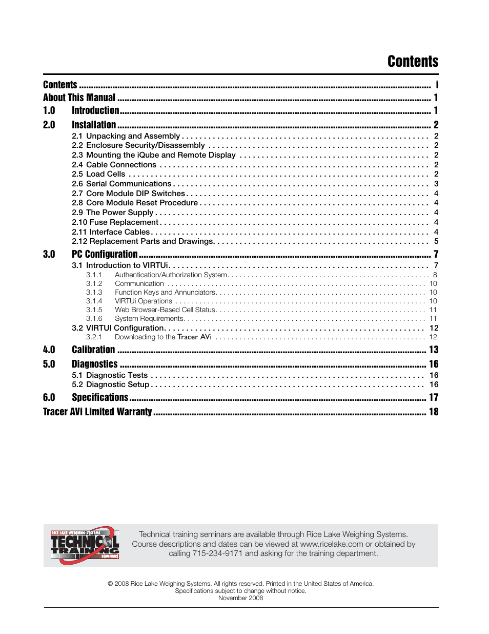 Rice Lake Tracer AVi - v2.0 User Manual | Page 3 / 22