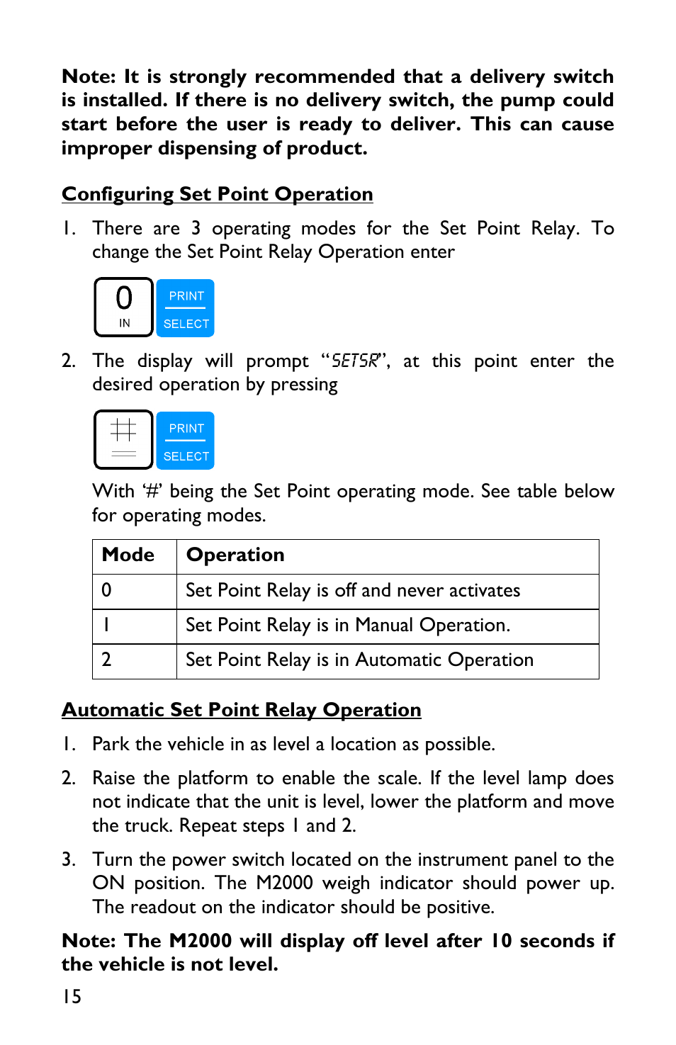 Configuring set point operation, Automatic set point relay operation | Rice Lake TradeRoute HL Series - Low Profile Operators Manual for Models from 2011 and Older 127465 User Manual | Page 18 / 44