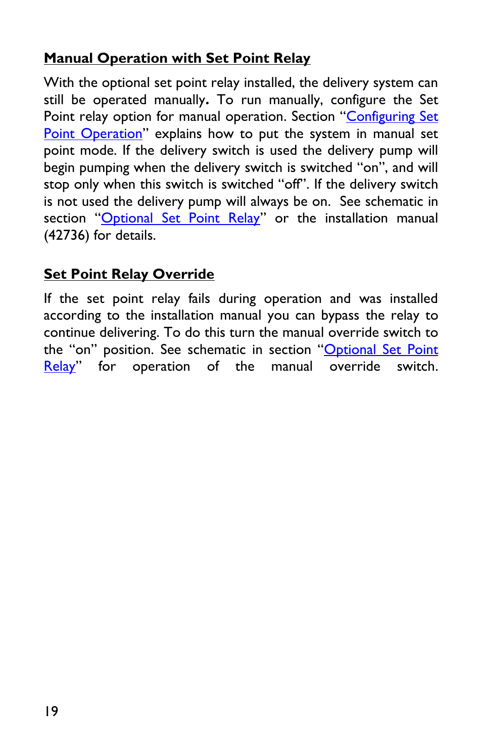 Manual operation with set point relay, Set point relay override | Rice Lake TradeRoute HL Series - Low Profile Operators Manual for Models from 2011 and Older 127465 User Manual | Page 22 / 44