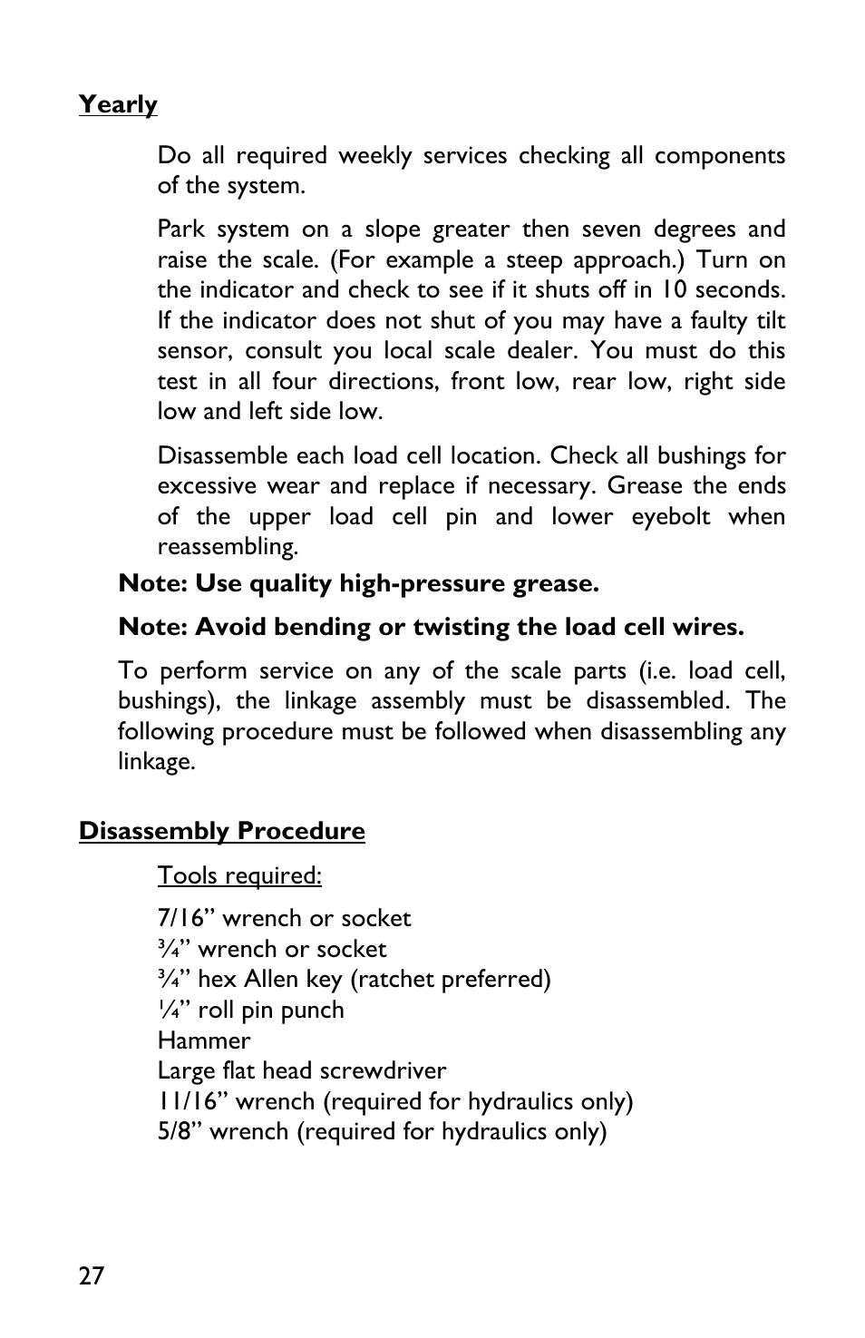 Yearly | Rice Lake TradeRoute HL Series - Low Profile Operators Manual for Models from 2011 and Older 127465 User Manual | Page 30 / 44