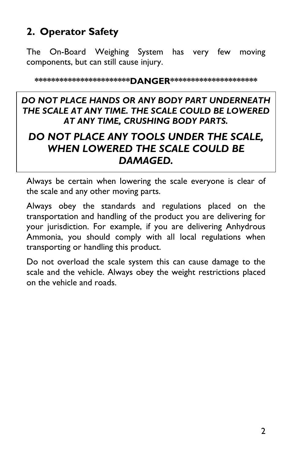 Operator safety | Rice Lake TradeRoute HL Series - Low Profile Operators Manual for Models from 2011 and Older 127465 User Manual | Page 5 / 44