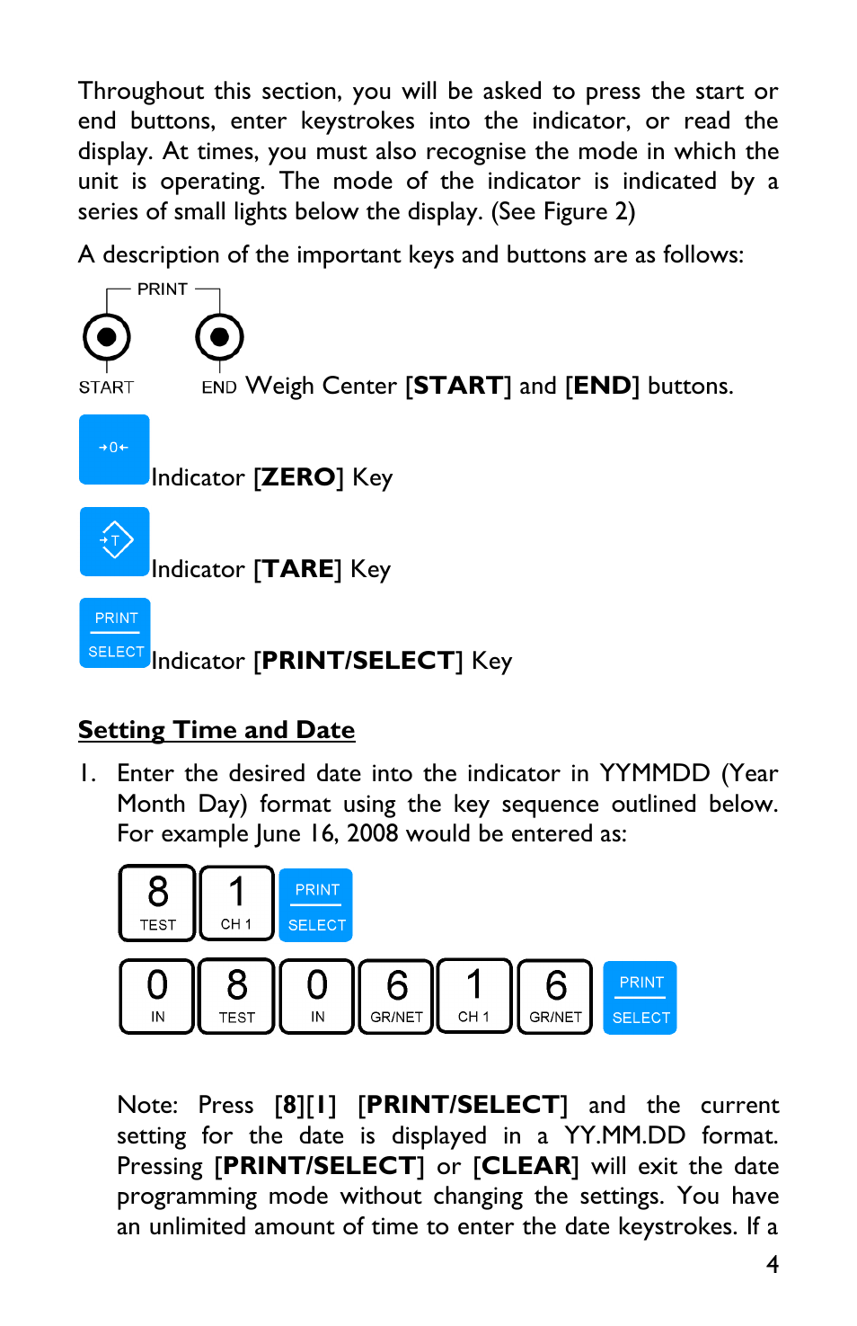 Setting time and date | Rice Lake TradeRoute HL Series - Low Profile Operators Manual for Models from 2011 and Older 127465 User Manual | Page 7 / 44