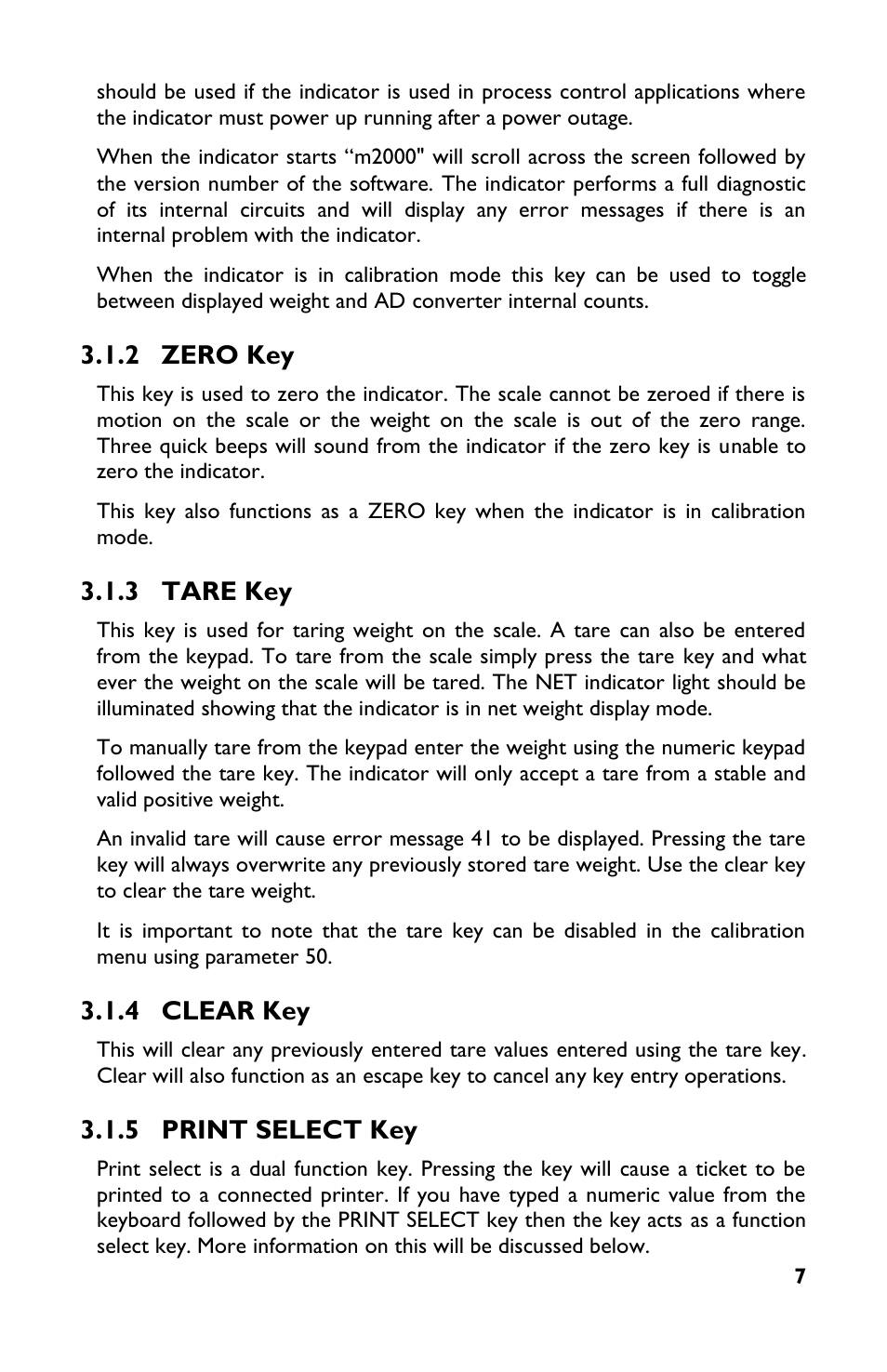 2 zero key, 3 tare key, 4 clear key | 5 print select key | Rice Lake TradeRoute HL Series - M2000 Scale User Manual | Page 11 / 49