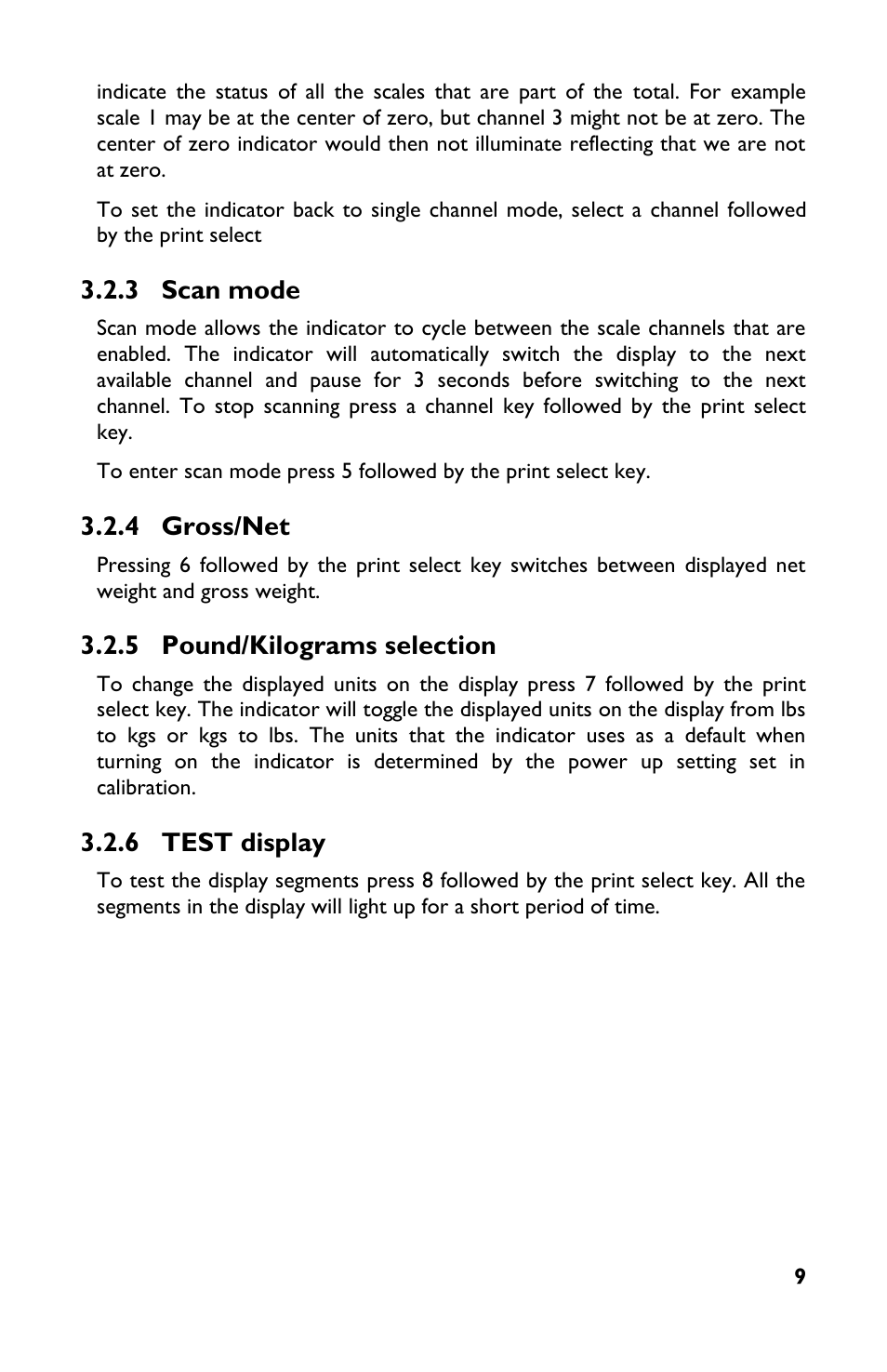 3 scan mode, 4 gross/net, 5 pound/kilograms selection | 6 test display | Rice Lake TradeRoute HL Series - M2000 Scale User Manual | Page 13 / 49