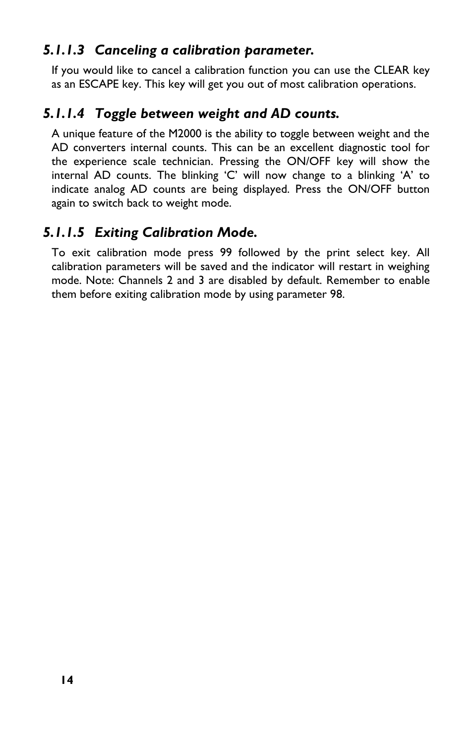 3 canceling a calibration parameter, 4 toggle between weight and ad counts, 5 exiting calibration mode | Rice Lake TradeRoute HL Series - M2000 Scale User Manual | Page 18 / 49