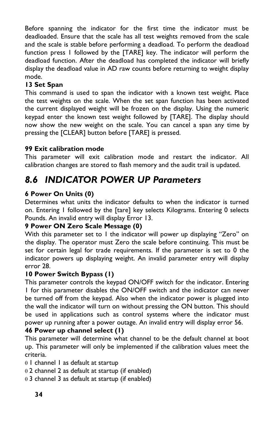 6 indicator power up parameters | Rice Lake TradeRoute HL Series - M2000 Scale User Manual | Page 38 / 49