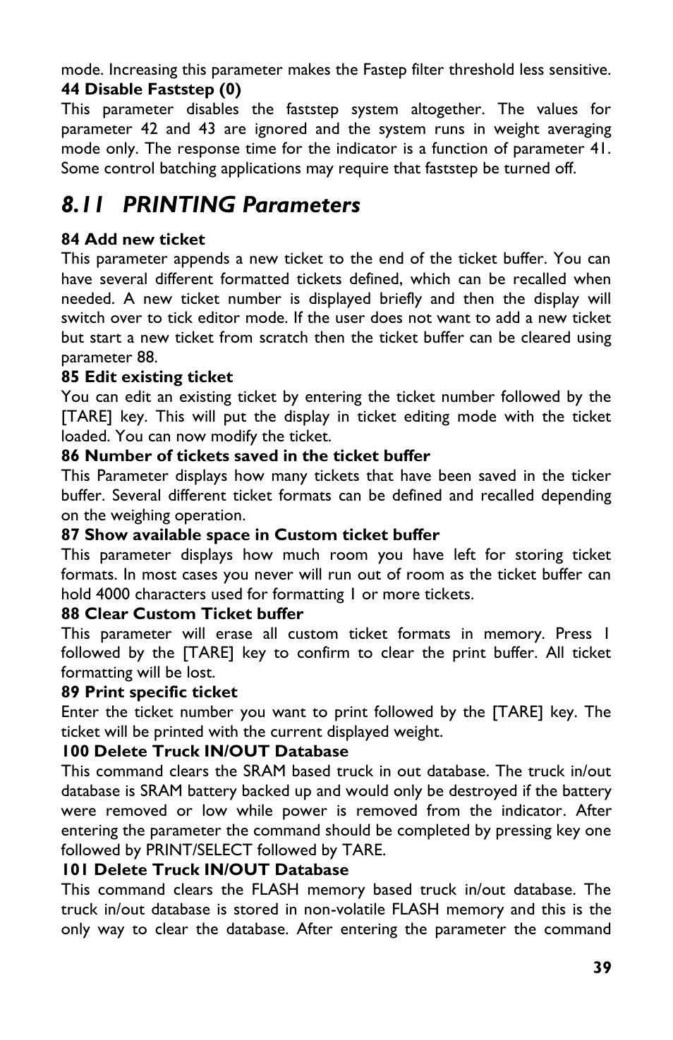 11 printing parameters | Rice Lake TradeRoute HL Series - M2000 Scale User Manual | Page 43 / 49