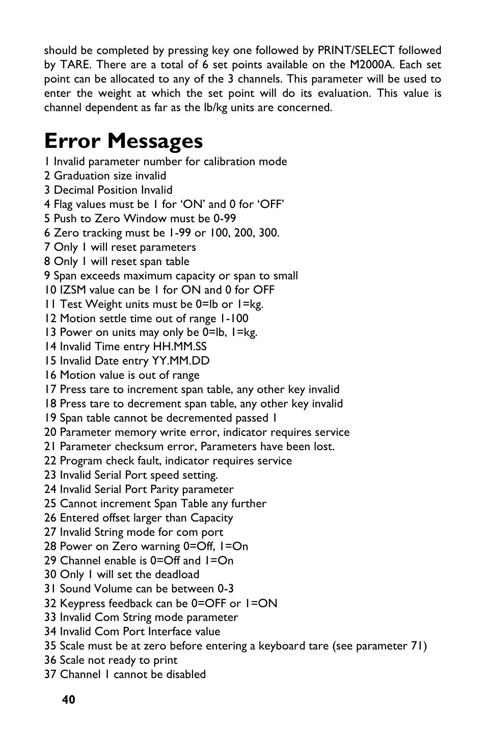 Error messages | Rice Lake TradeRoute HL Series - M2000 Scale User Manual | Page 44 / 49