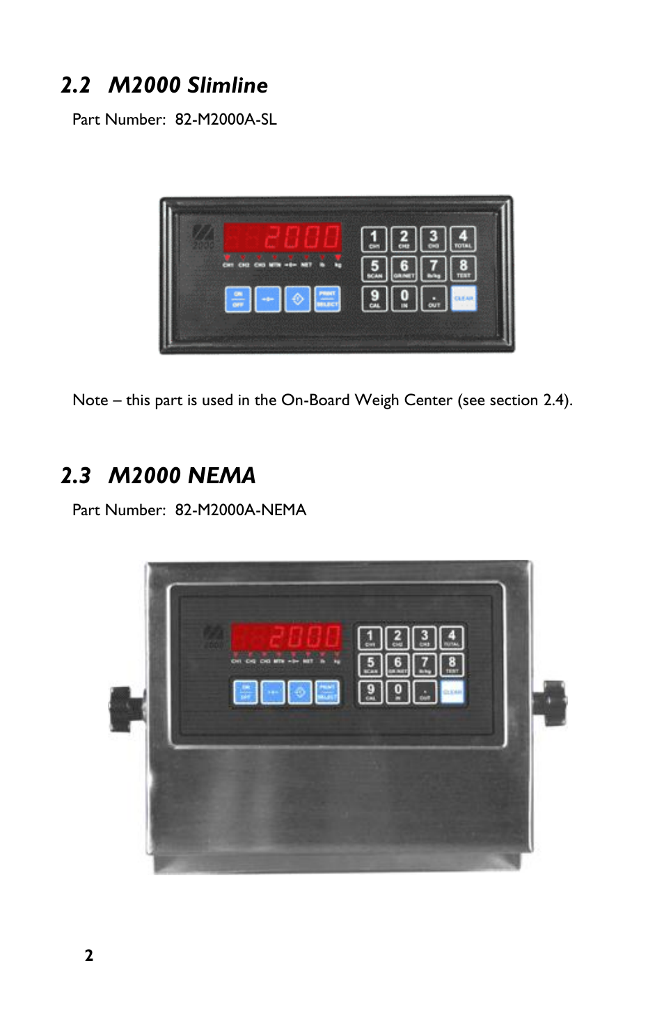 2 m2000 slimline, 3 m2000 nema | Rice Lake TradeRoute HL Series - M2000 Scale User Manual | Page 6 / 49