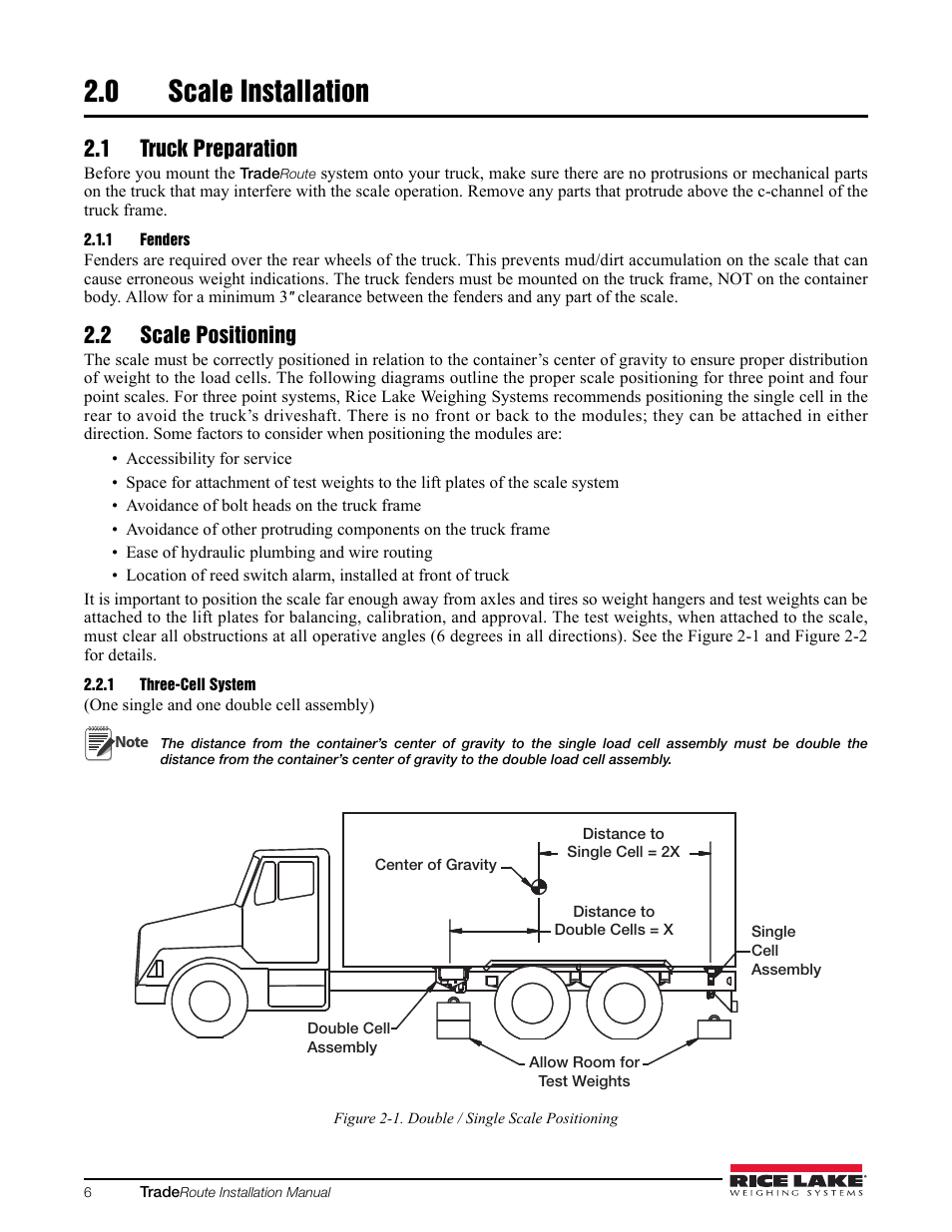 0 scale installation, 1 truck preparation, 1 fenders | 2 scale positioning, 1 three-cell system | Rice Lake TradeRoute HL Series - Installation and Service Manual (Legal-for-Trade) User Manual | Page 10 / 54