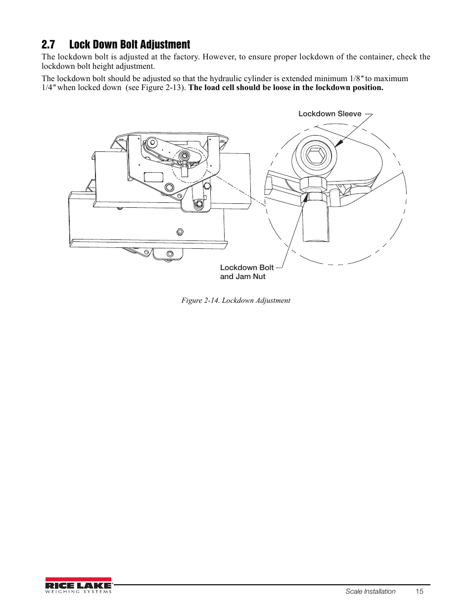7 lock down bolt adjustment | Rice Lake TradeRoute HL Series - Installation and Service Manual (Legal-for-Trade) User Manual | Page 19 / 54