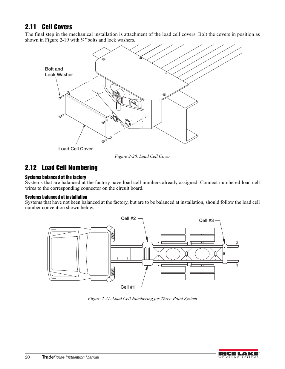 11 cell covers, 12 load cell numbering, 11 cell covers 2.12 load cell numbering | Rice Lake TradeRoute HL Series - Installation and Service Manual (Legal-for-Trade) User Manual | Page 24 / 54