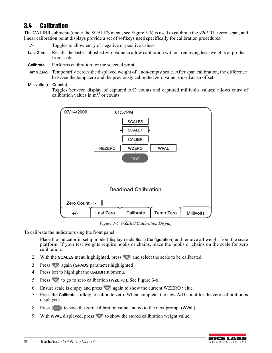 4 calibration | Rice Lake TradeRoute HL Series - Installation and Service Manual (Legal-for-Trade) User Manual | Page 34 / 54