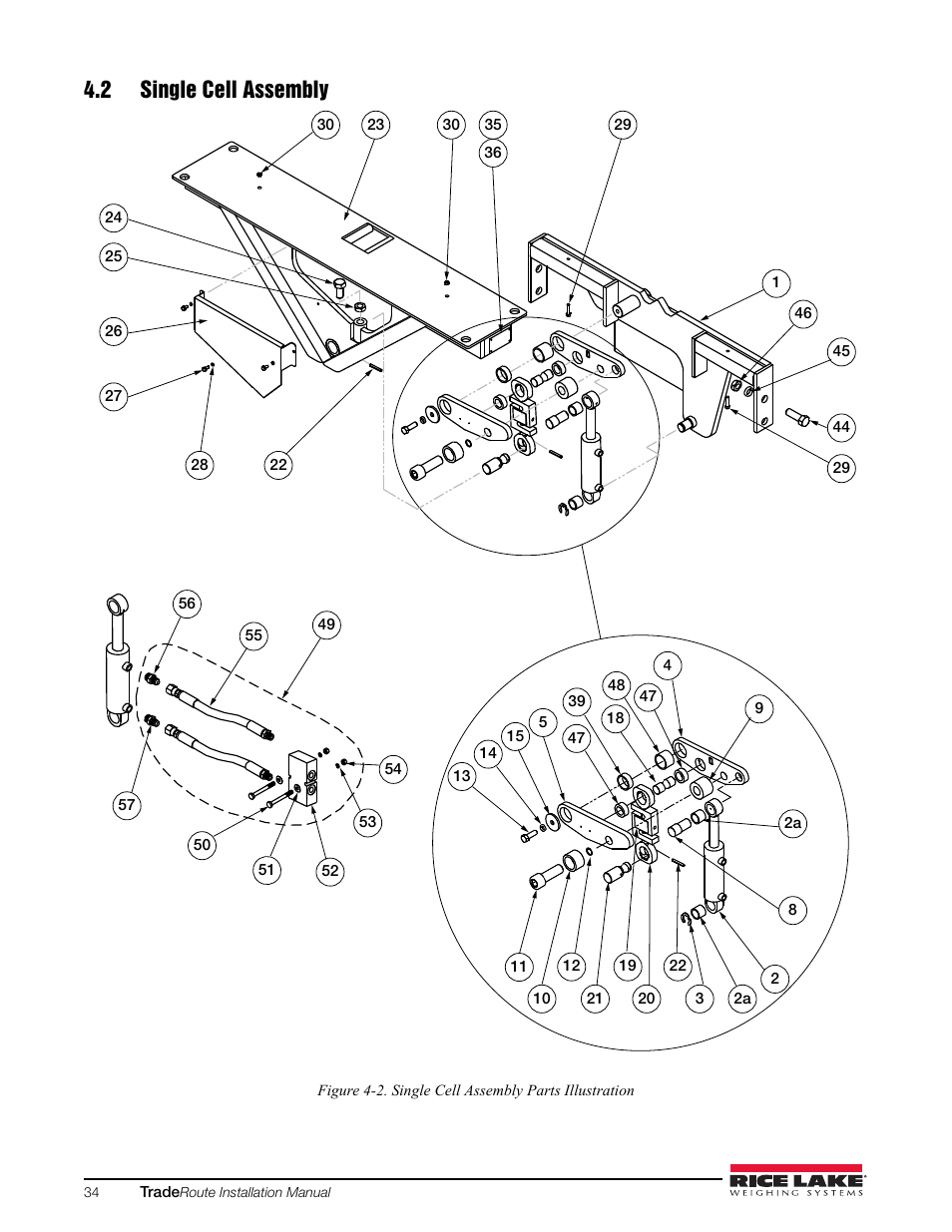 2 single cell assembly, Single cell assembly | Rice Lake TradeRoute HL Series - Installation and Service Manual (Legal-for-Trade) User Manual | Page 38 / 54