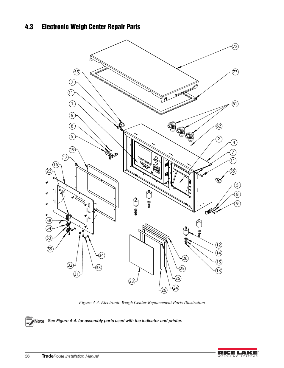 3 electronic weigh center repair parts | Rice Lake TradeRoute HL Series - Installation and Service Manual (Legal-for-Trade) User Manual | Page 40 / 54