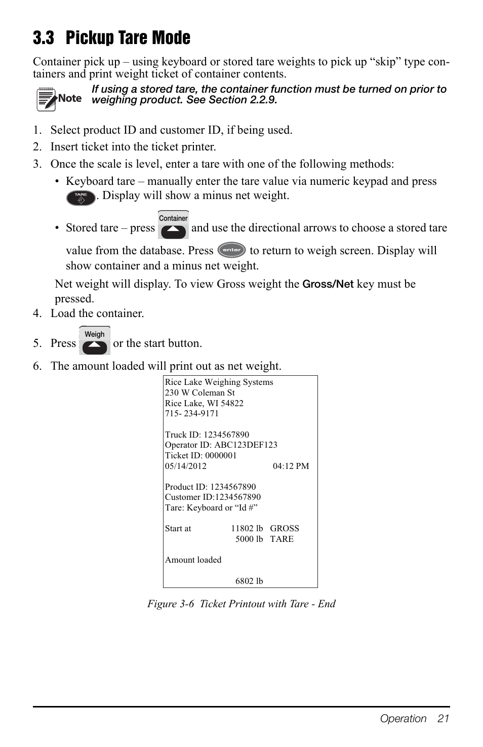 3 pickup tare mode | Rice Lake TradeRoute HL Series - Operation Manual (Legal-for-Trade) User Manual | Page 25 / 48